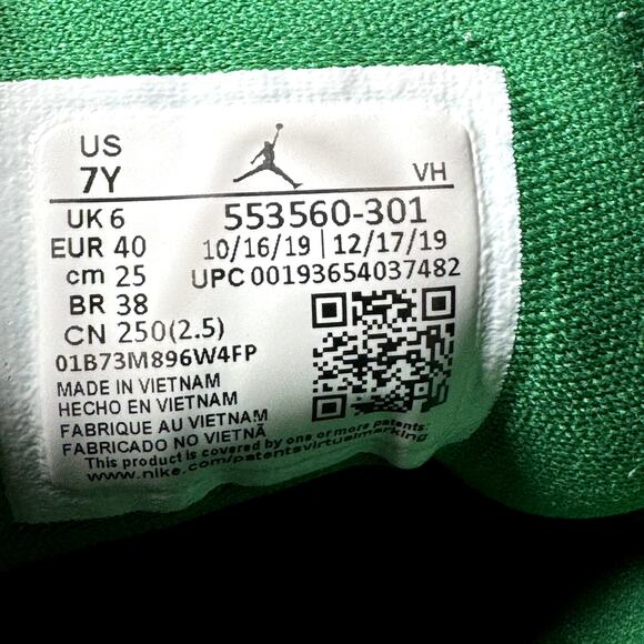 Size 7 - Nike Air Jordan 1 Low GS Pine Green 2020 Men's Shoes - Picture 7 of 8